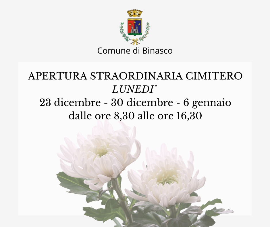 Apertura straordinaria Cimitero comunale