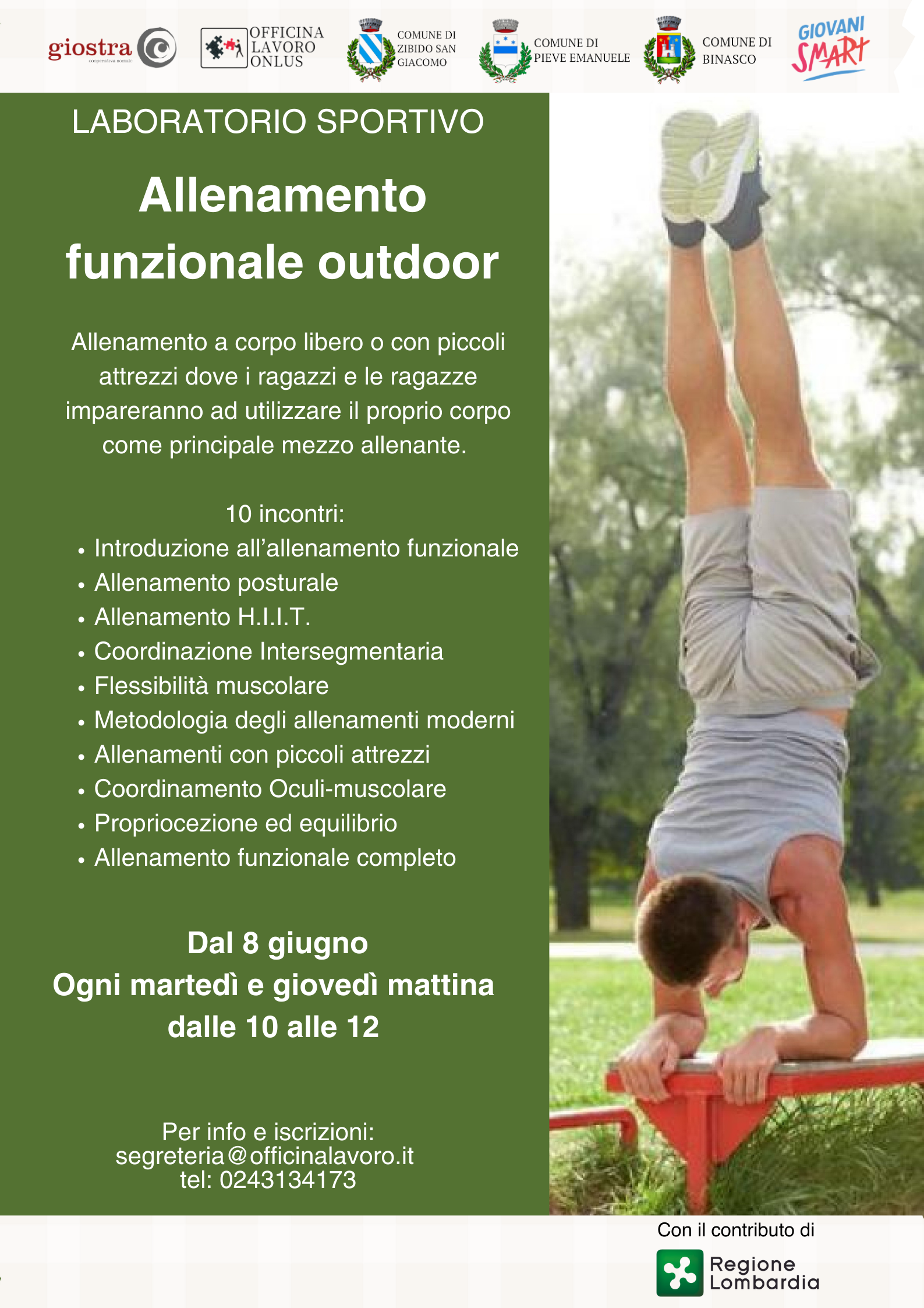 Allenamento funzionale outdoor per ragazzi e ragazze dall'8 giugno 